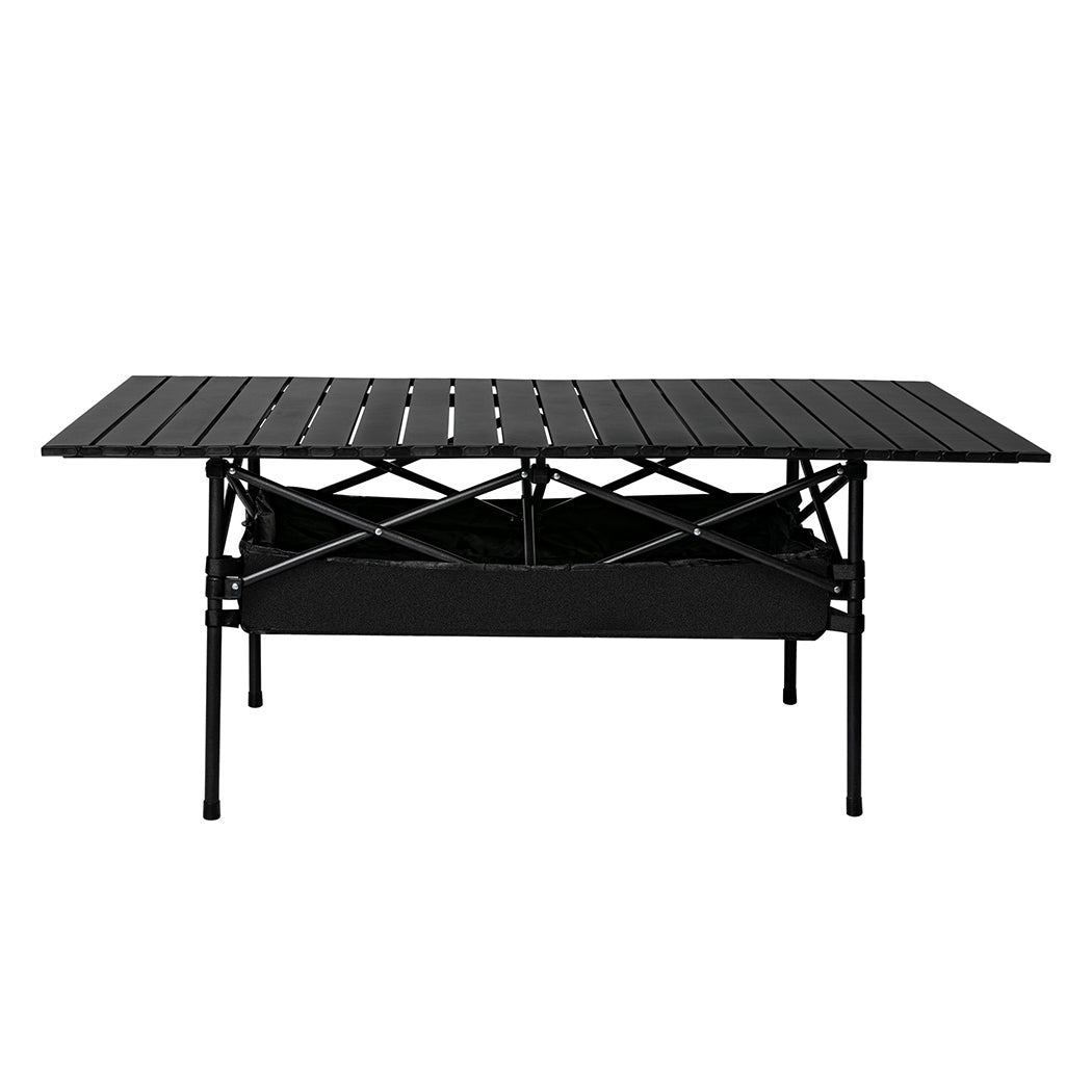 Folding Camping Table Portable Picnic Outdoor BBQ Desk Egg Roll Black