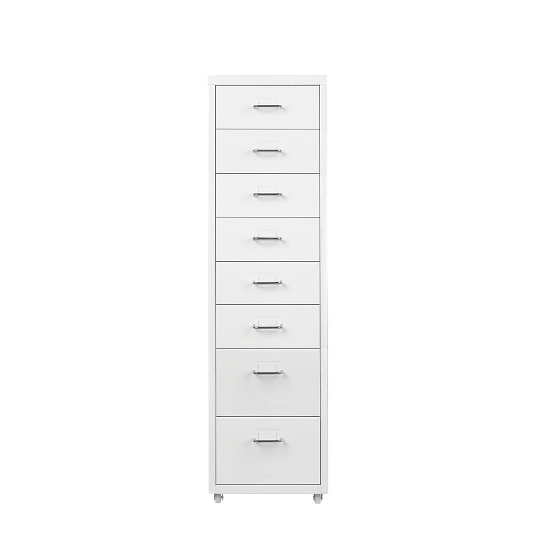 Office Cabinet  8 Drawer Drawers Storage Cabinets Steel Rack Home White