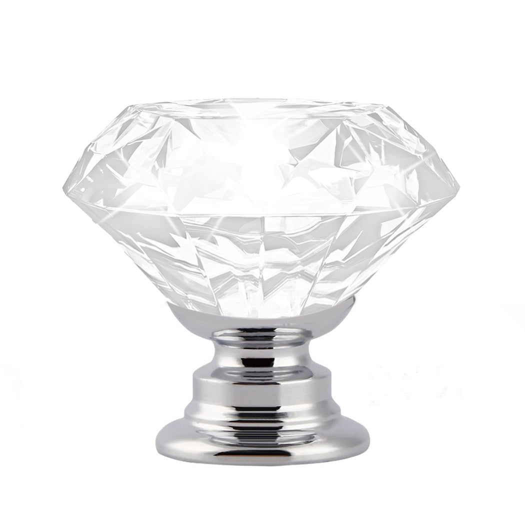 16 Pcs Clear Crystal Knobs Diamond 40mm Large Transparent