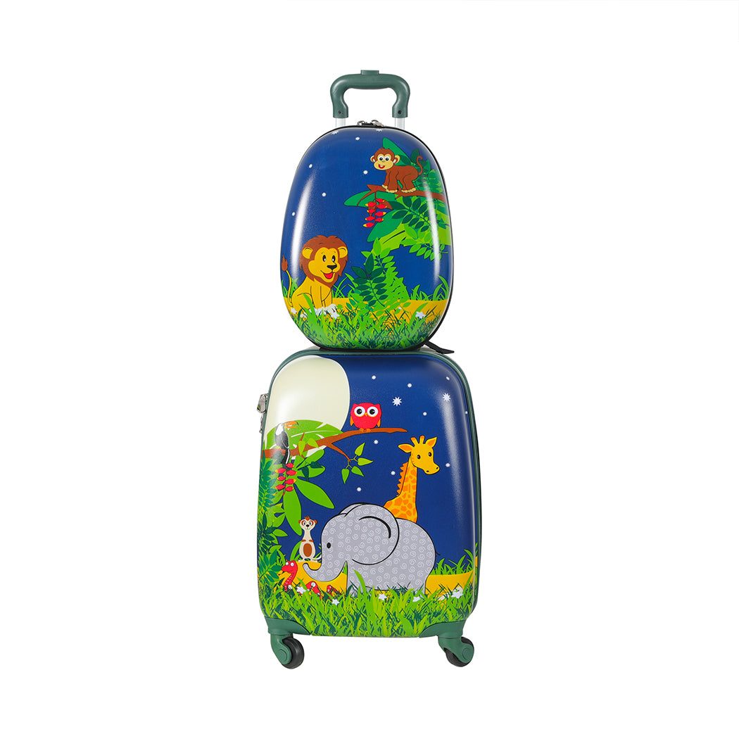 16''13'' 2PCS Kids Luggage Set Travel Suitcase Child Bag Backpack Jungle