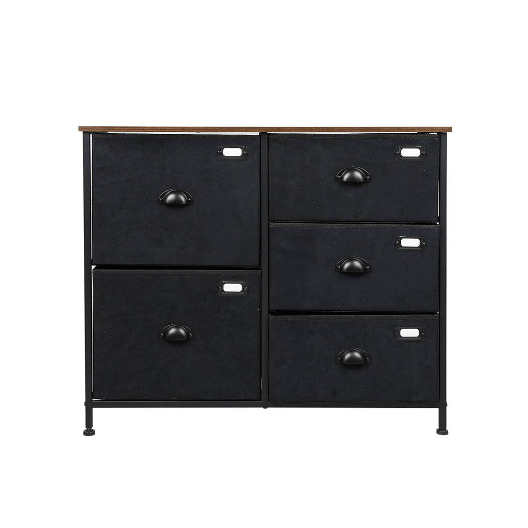 Chest of 5 Drawers Storage Cabinet Dresser Lowboy Organizer Suede Drawer