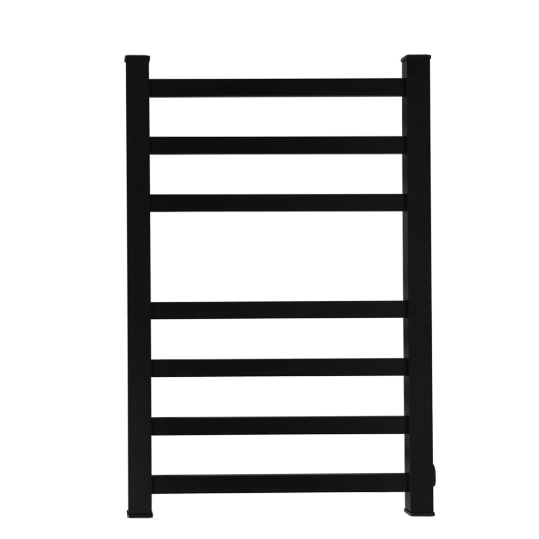 Heated Towel Rail Rack Bathroom Electric Rails 7 Bars 130W  Warmer Black