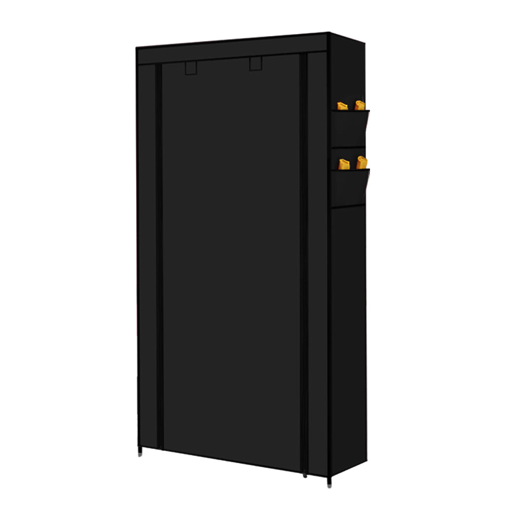 10 Tier Shoe Rack Portable Storage Cabinet Organiser Wardrobe Black Cover