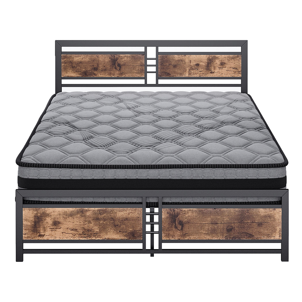 Metal Bed Frame Mattress Base Set Wood King Double Queen Pocket Spring HD Foam K