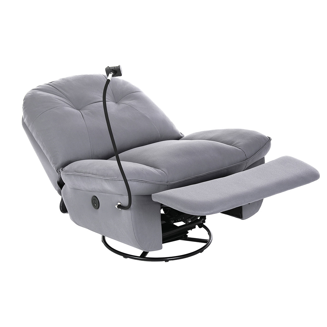 Electric Chair Recliner Swivel Lazy Sofa Armchair Lounge USB Charge Grey