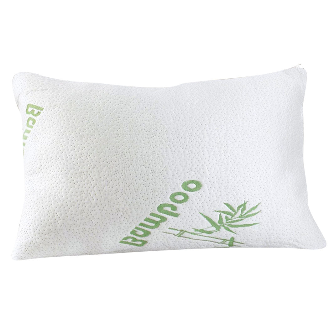 2x  Luxury Natural Memory Foam Bed Pillows Bamboo Fabric Cover 70x40cm