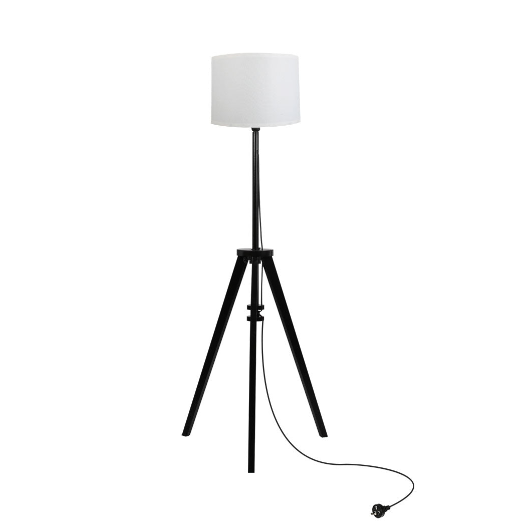 Wooden Floor Lamp Modern Tripod Shaded Night Light Adjustable Home Decor