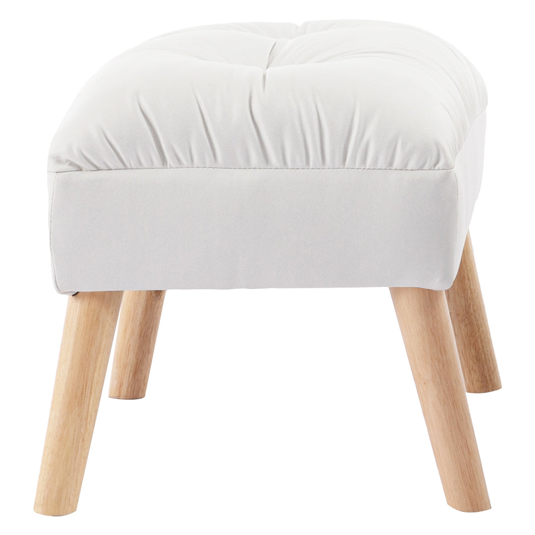 Accent Ottoman Chair Footstool Leathaire Vanity Makeup Stool Lounge White