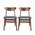 2xDining Chairs Kitchen Chair Natural Wood Linen Fabric Cafe Lounge