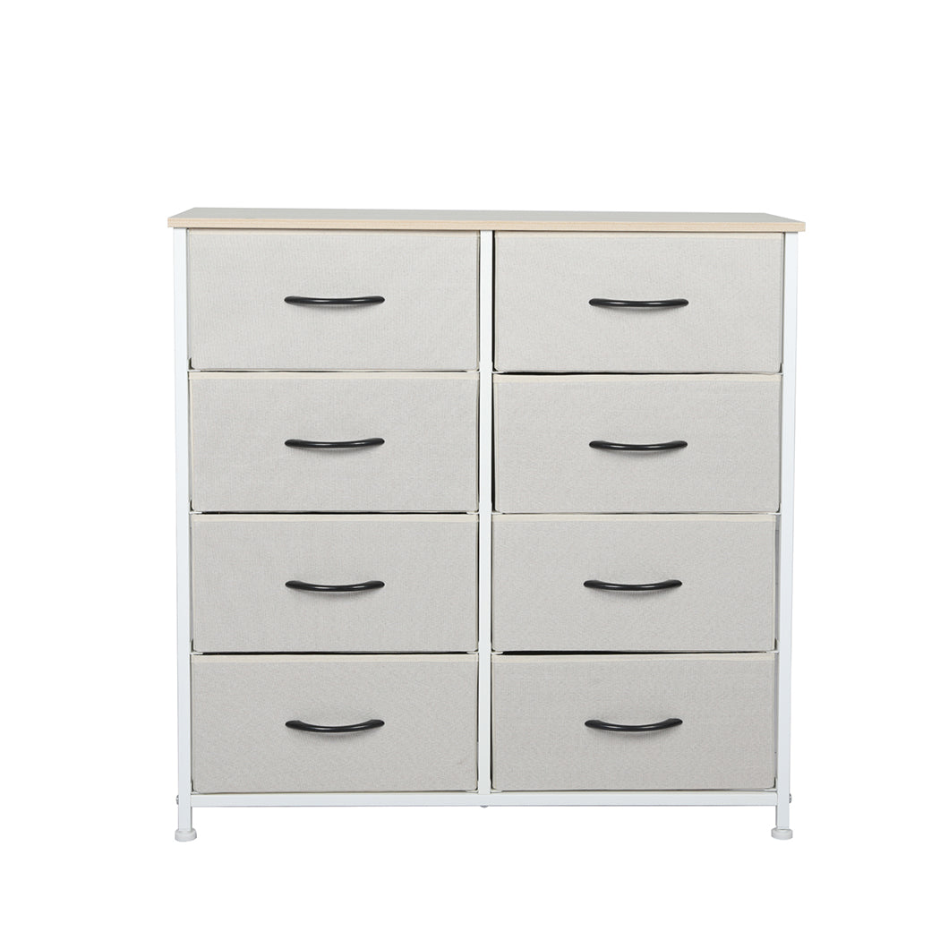 Storage Cabinet Tower Chest of Drawers Dresser Tallboy 8 Drawer Beige