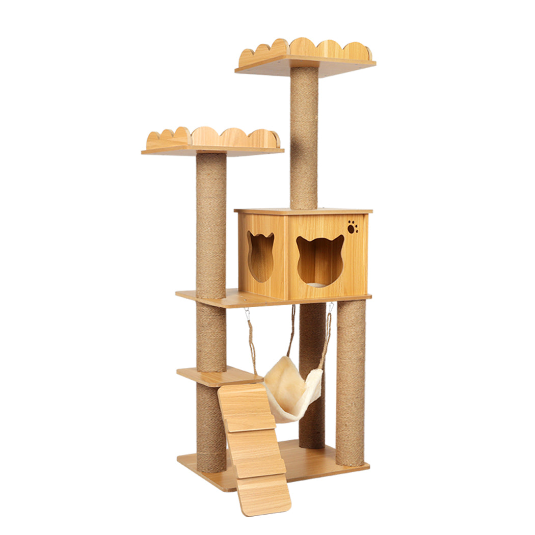 Cat Tree Scratching Post Scratcher Cats Tower Wood Condo Toys House 132cm