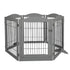 6 Panels Pet Dog Playpen Puppy Exercise Cage Enclosure Fence Indoor Grey