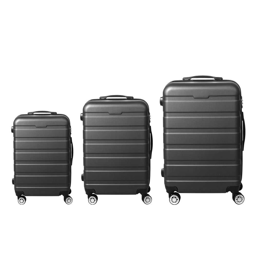 Luggage Suitcase Trolley 3Pcs set 20 24 28 Travel Packing Dark Grey