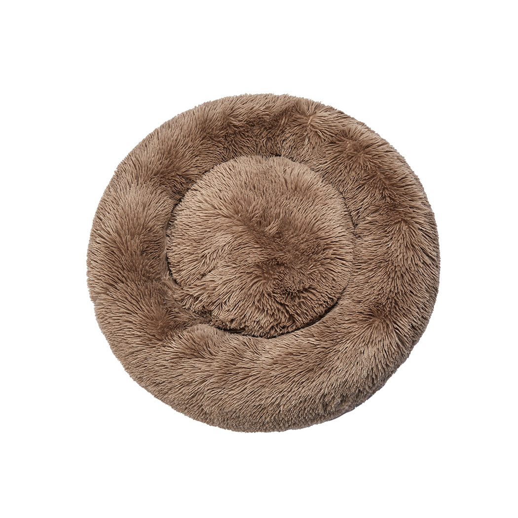 Pet Bed Cat Dog Donut Nest Calming Mat Kennel Cave Deep Sleeping Brown XXXL