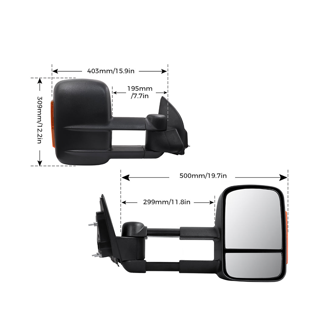 2x Extendable Towing Mirrors for Ranger 2012+ Wildtrak MK PX XL XLT XLS