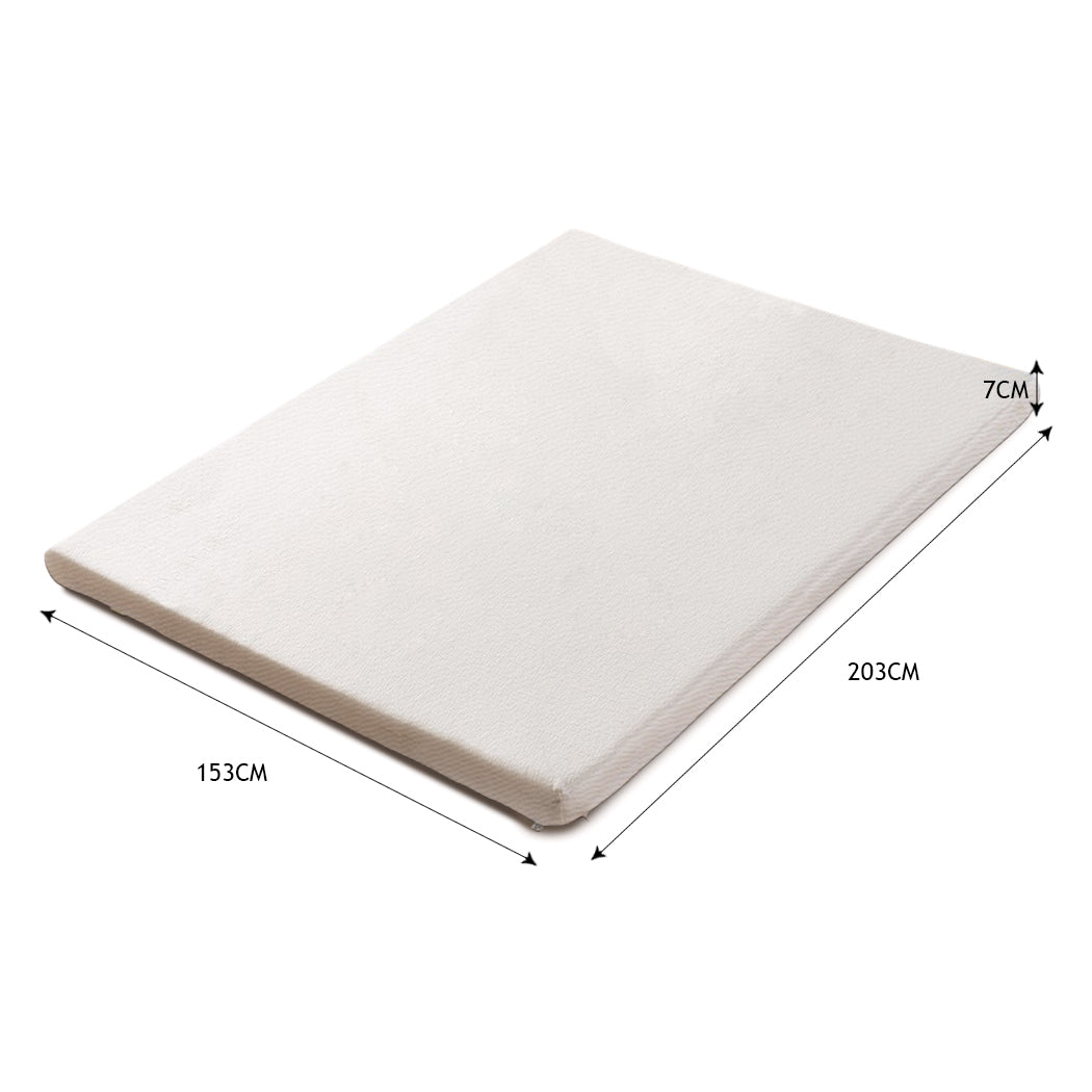 7cm Memory Foam Bed Mattress Topper Polyester Underlay Cover Queen