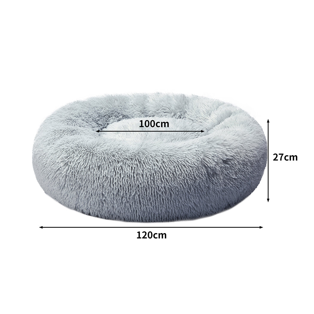 Pet Bed Cat Dog Donut Nest Calming Kennel Cave Sleeping Light Grey XXXL