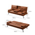 Adjustable Sofa Bed Lounge Futon Couch Leather Beds 3 Seater Cup Holder Recliner Brown