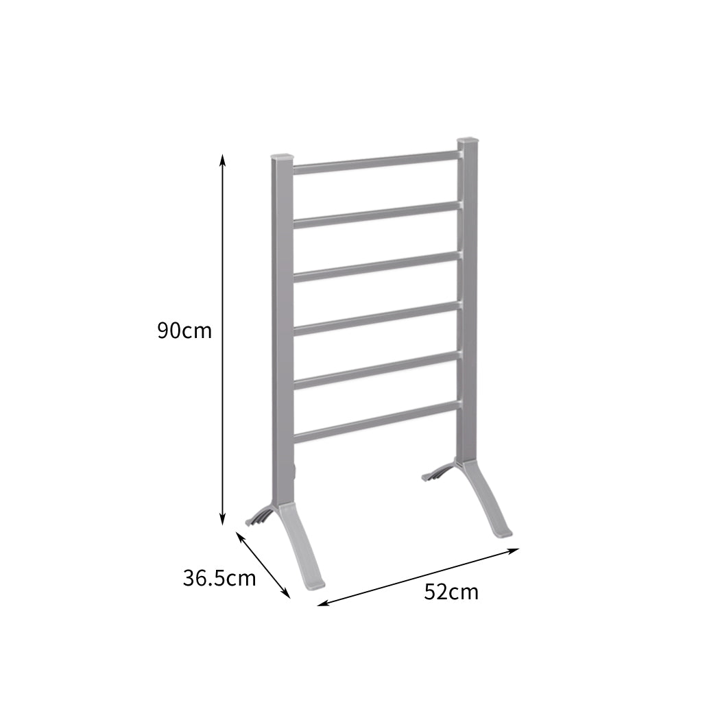 Electric Heated Towel Rail Rack Dryer Warmer Aluminium 6 Rungs Bathroom Laundry