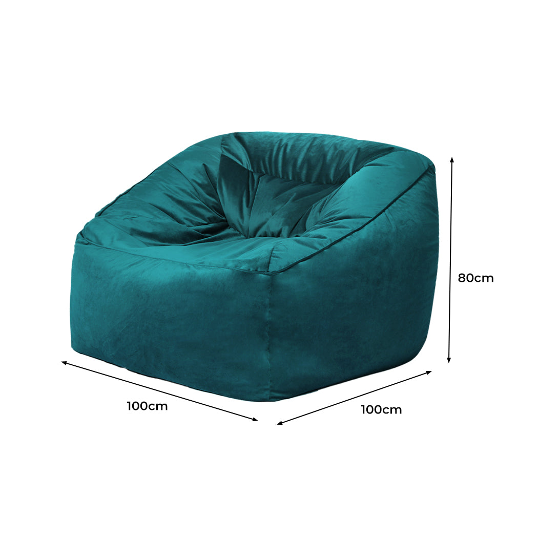 Marlow Bean Bag Chair Cover Soft Velvet Green