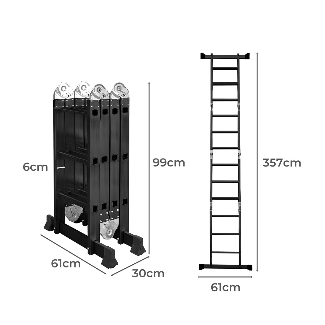 Multi Purpose Ladder Aluminium Folding Platform Extension Step 3.6M