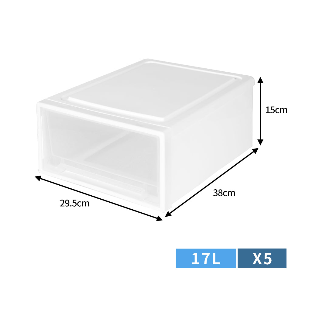 Large Storage Box Stackable Containers M 5PK Medium