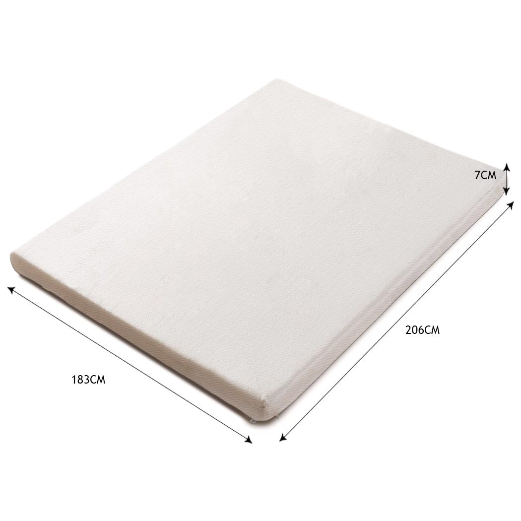 7cm Memory Foam Bed Mattress Topper Polyester Underlay Cover King