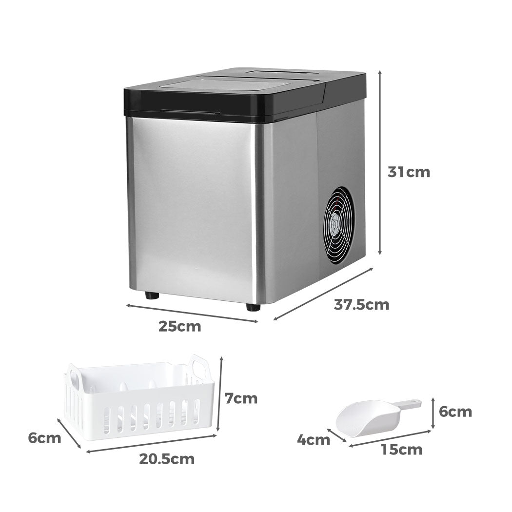 Ice Maker Commercial 2.1L Portable Auto Bar Cube Machine Stainless Steel