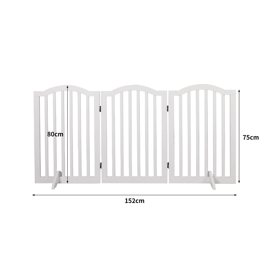 Wooden Pet Gate Dog Fence Safety Stair Barrier Security Door 3 Panels White