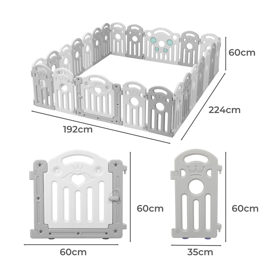 Kids Playpen Baby Safety Gate Toddler Fence Child Play Game Toy 24 Grey