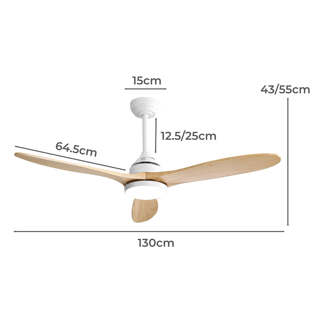 52'' Ceiling Fan LED Light DC Motor Remote Control 5 Speed Wooden Blade