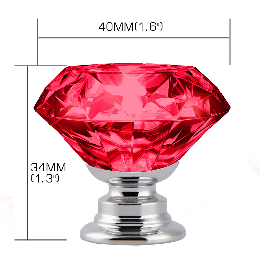 10 Pcs 40mm Red Diamond Shape Glass