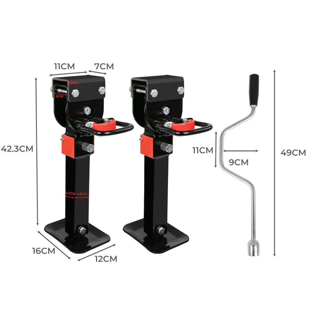 2X 400mm Drop Down Corner Stabilizer Legs 1200LB Caravan Trailer Steel