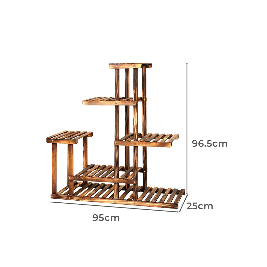 5-Tier Plant Stand Wood Wooden Pine Shelf Flower Pots Rack Indoor Garden