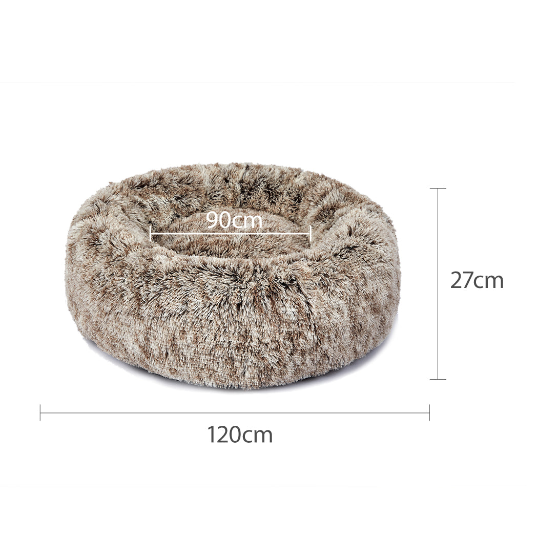 Pet Beds Dog Cat Soft Warm Kennel Round Calming Nest Cave AU Coffee XXL