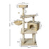 Cat Tree Toy Scratching Post Scratcher Tower Condo Wooden House Cream 130cm