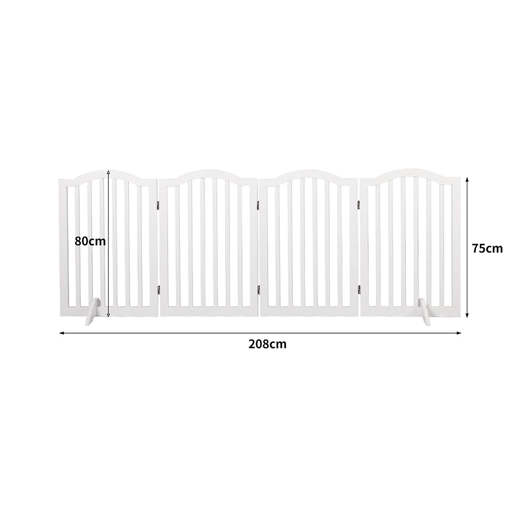 Wooden Pet Gate Dog Fence Safety Stair Barrier Security Door 4 Panels White