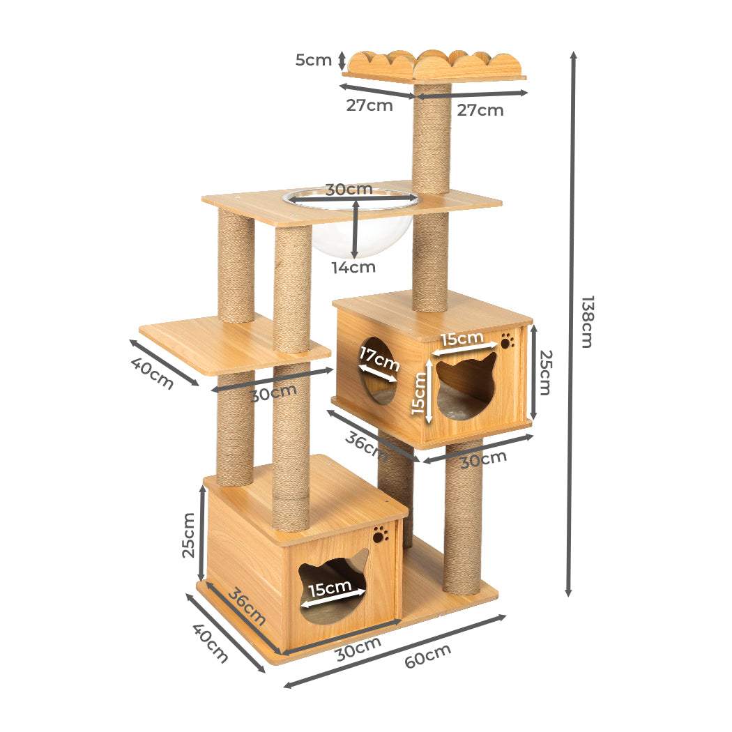 Cat Tree Scratching Post Scratcher Cats Tower Wood Condo Toys House 138cm