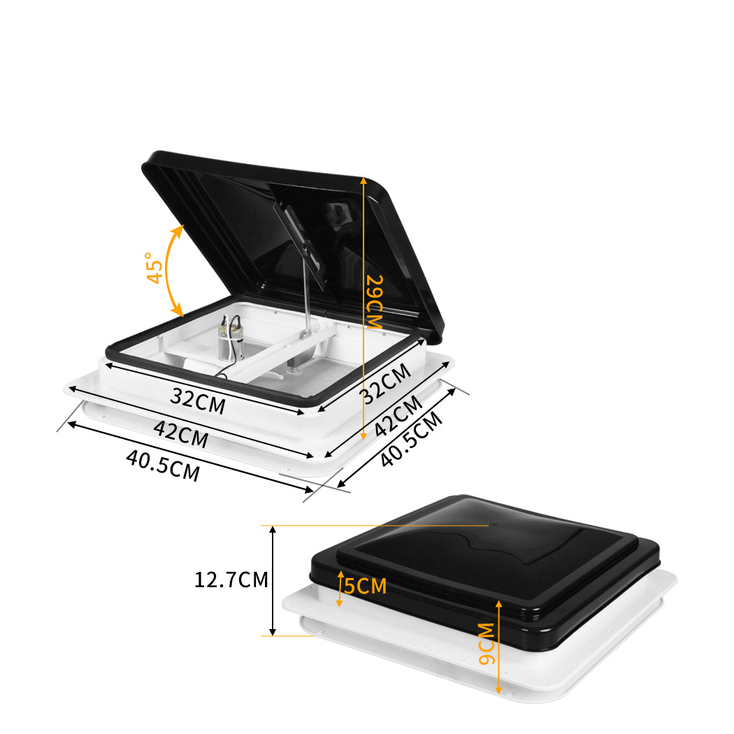 Caravan RV Roof Vent Fan 12V Shower Hatch 355x355mm Flyscreen Motor Home