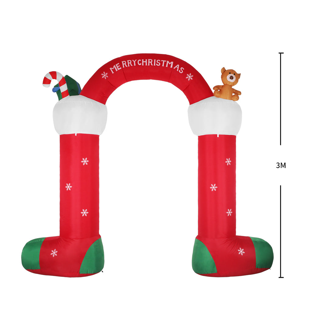 Christmas Inflatable Decor Stocking Arch 3M LED Lights Xmas Party