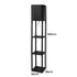 Floor Lamp Storage Shelf LED Wood Standing Reading Corner Light Black