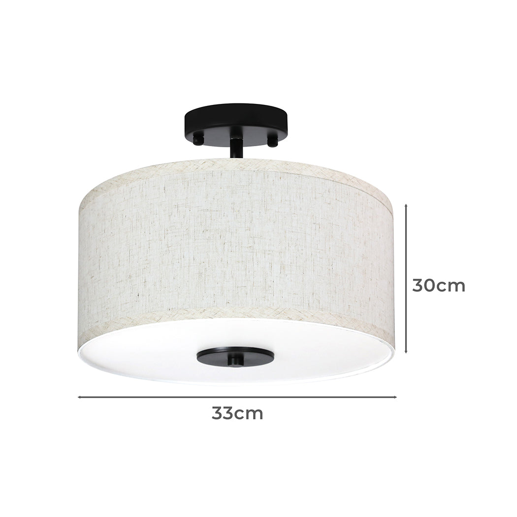 Led Ceiling Light 33cm Modern Bedroom Pendant Lights Linen Shade Flush