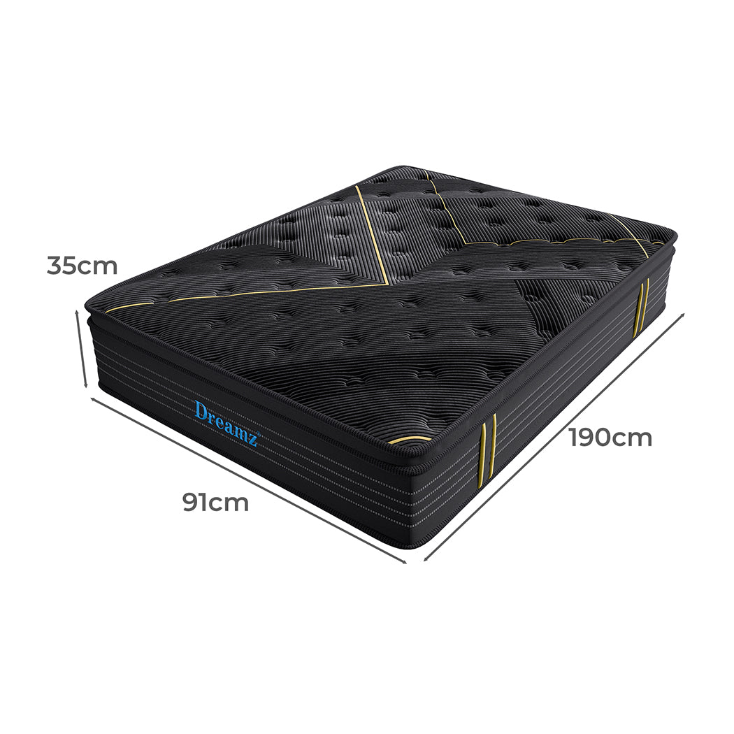 Spring Mattress Bamboo Euro Top Bed Pocket HD Egg Foam 35cm Single