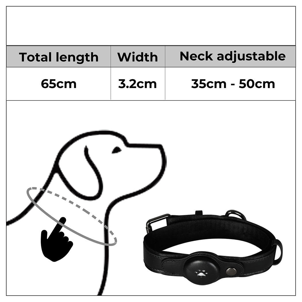 Bluetooth Pet Tracker Collar Dog Locator GPS Smart Waterproof 120m Black