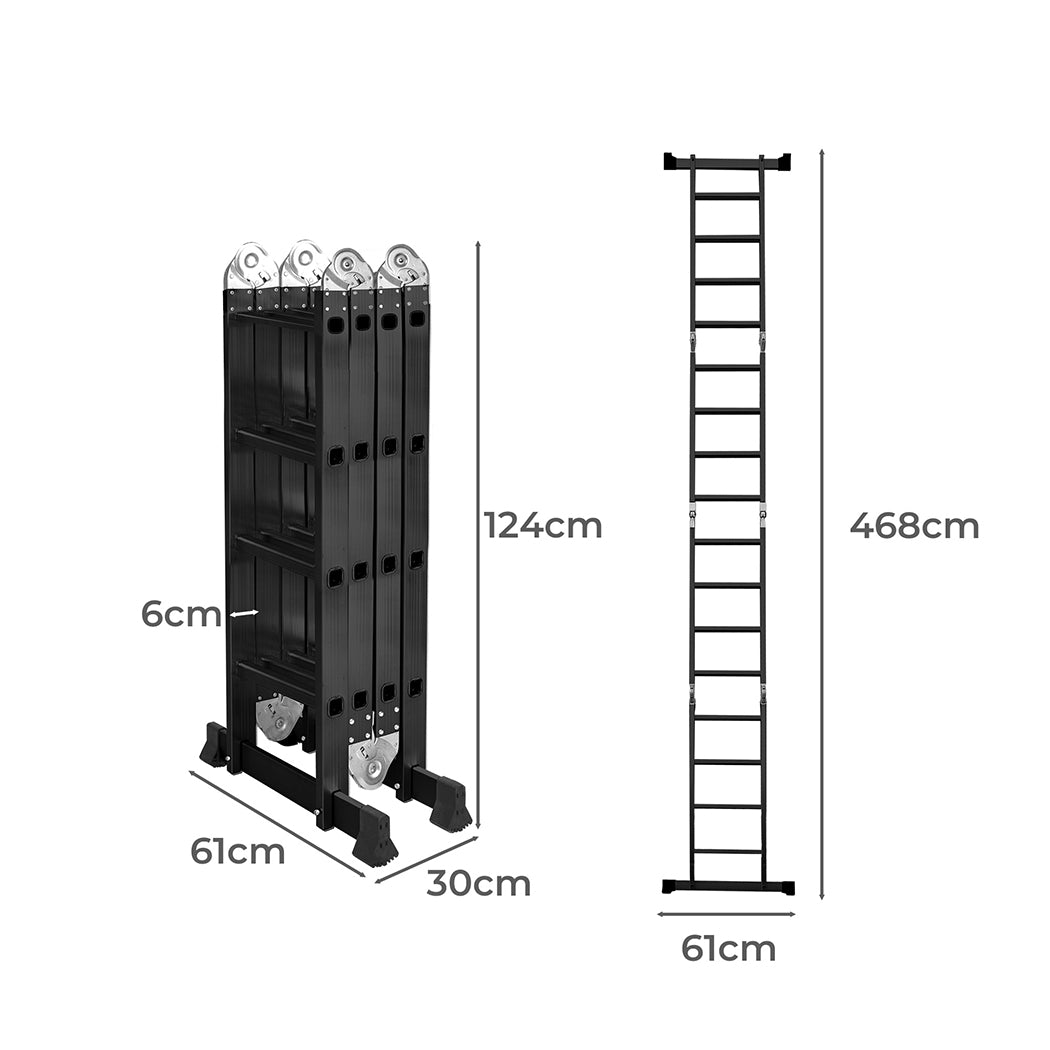 Multi Purpose Ladder Aluminium Folding Platform Extension Step 4.7M