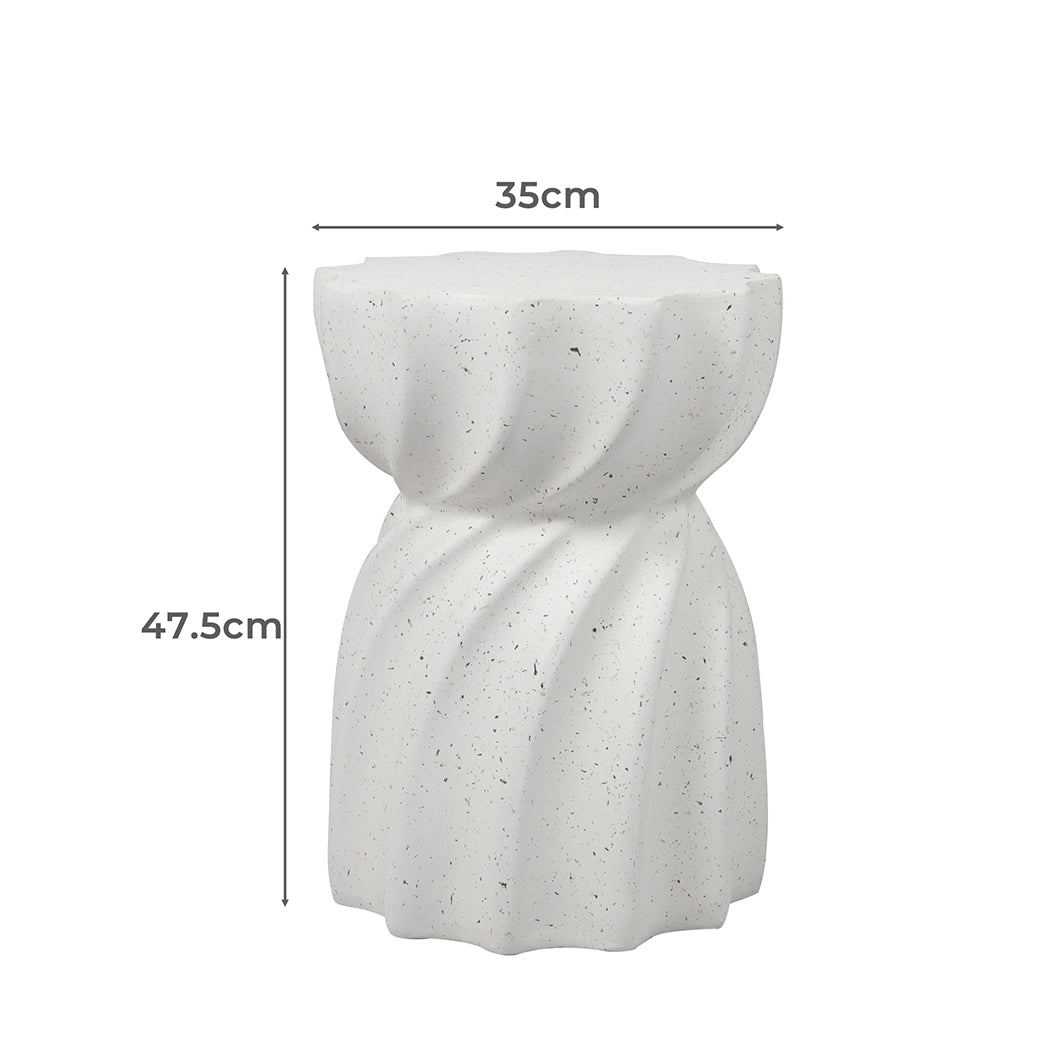 Side Table  Terrazzo Hourglass Shape Magnesia Stool Stone Style Top 35cm