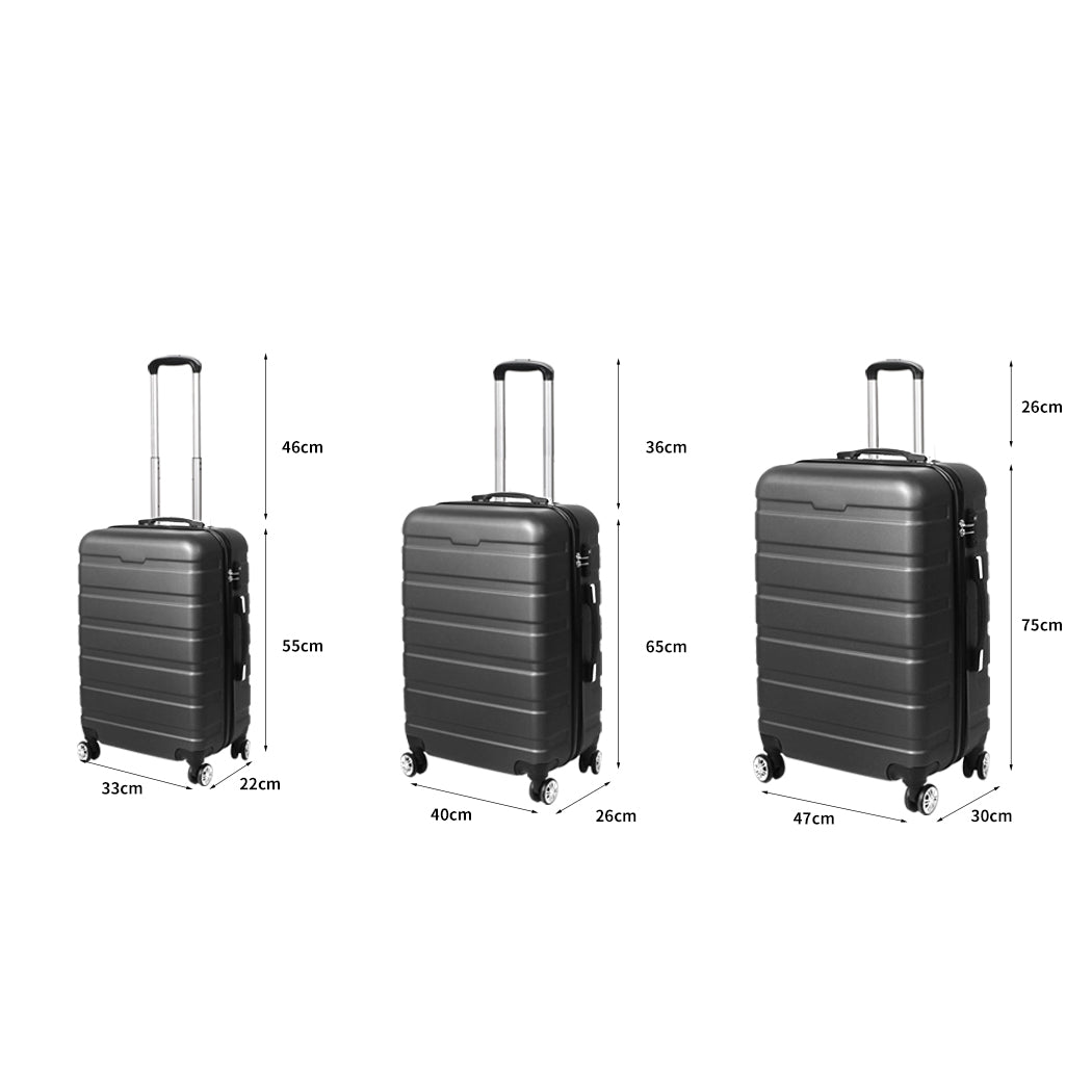 Luggage Suitcase Trolley 3Pcs set 20 24 28 Travel Packing Dark Grey