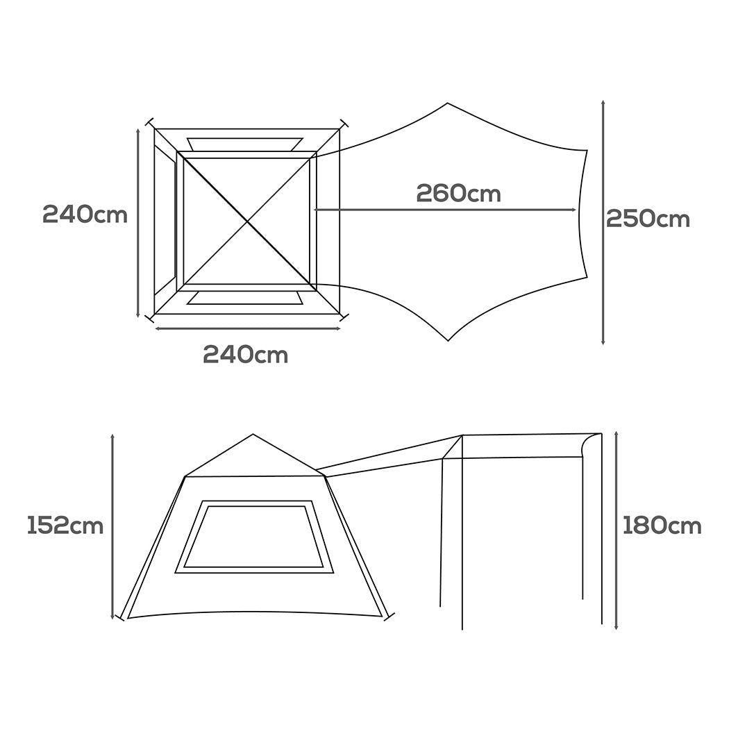 Instant Pop up Tent Automatic Camping Tarp Canopy 5-8 Person Family