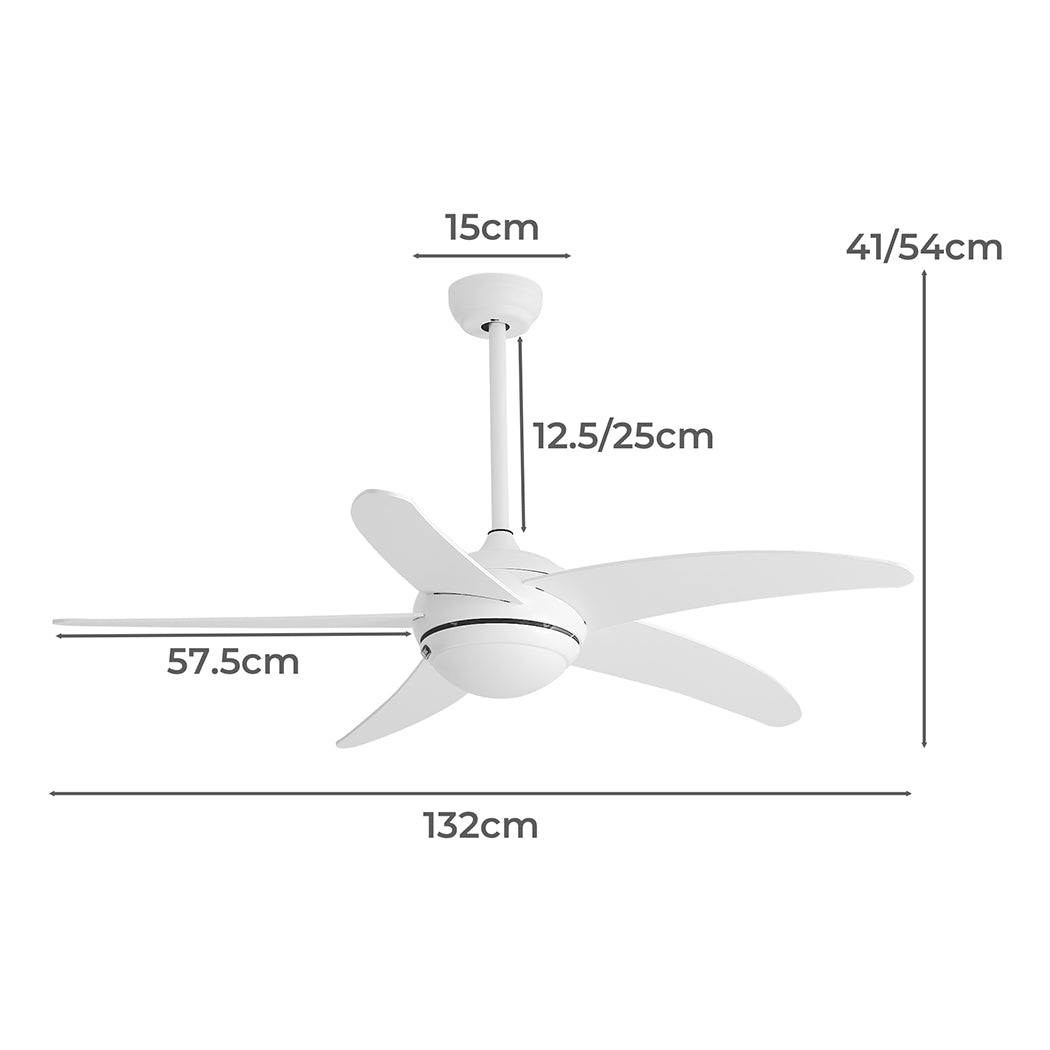 Ceiling Fan 52'' DC Motor Wood Blades LED Light Remote Control 5 Speed