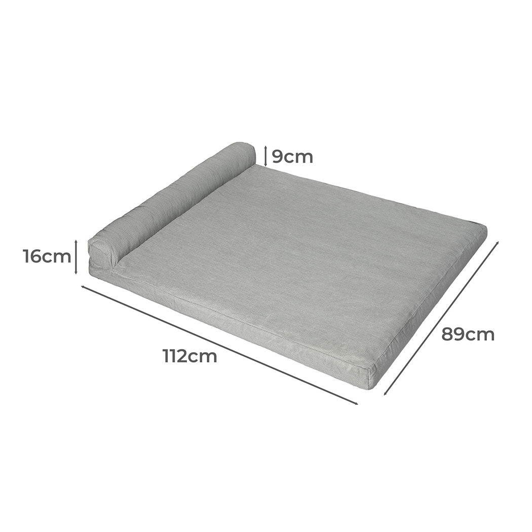 Pet Bed Chew Proof Memory Foam Orthopedic Waterproof Inner Washable Grey XL